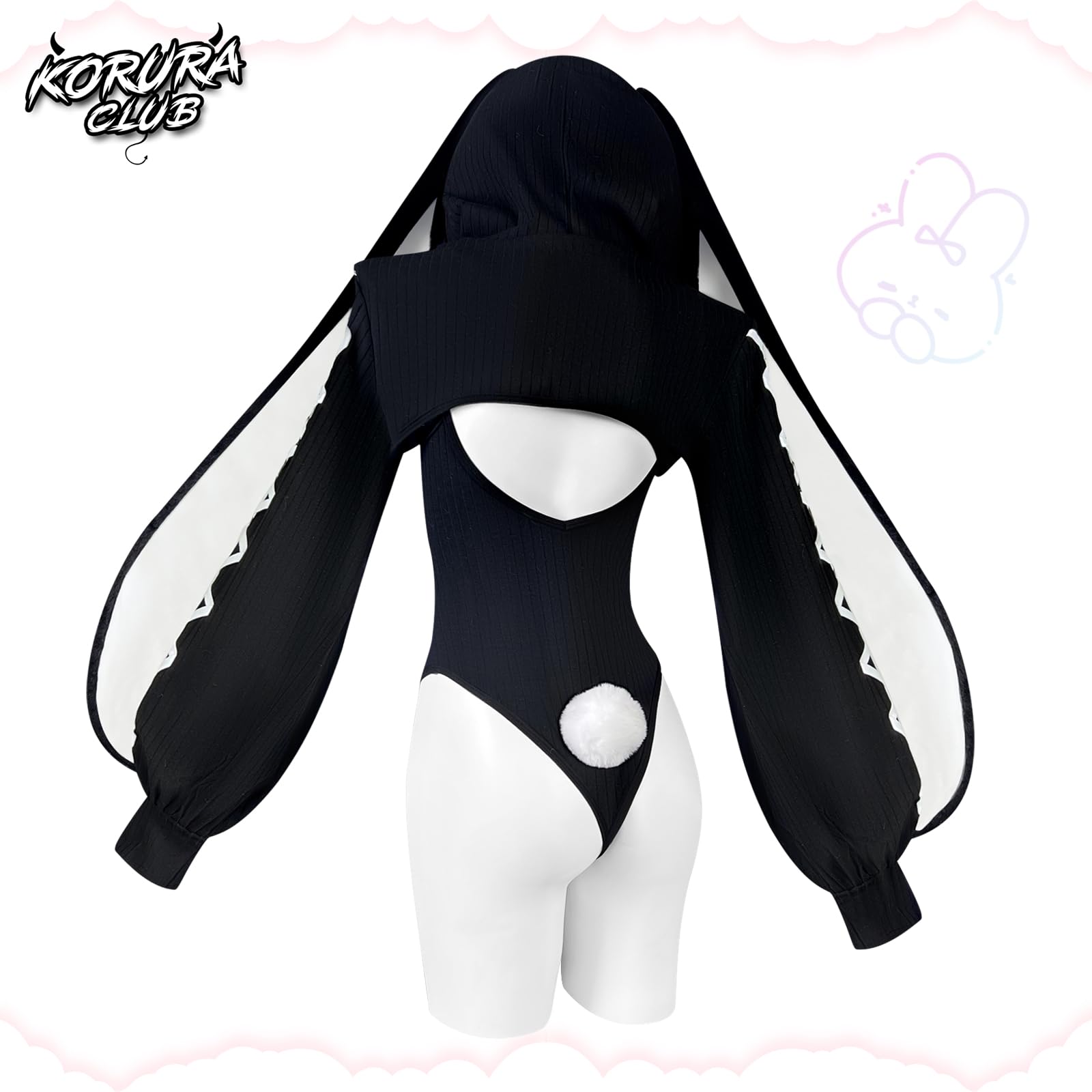 KORURACLUB Cosplay Sexy maid outfit Bunny Outfit cosplay women Animal Costumes Bunny Bodysuit: Black Large-X-Large
