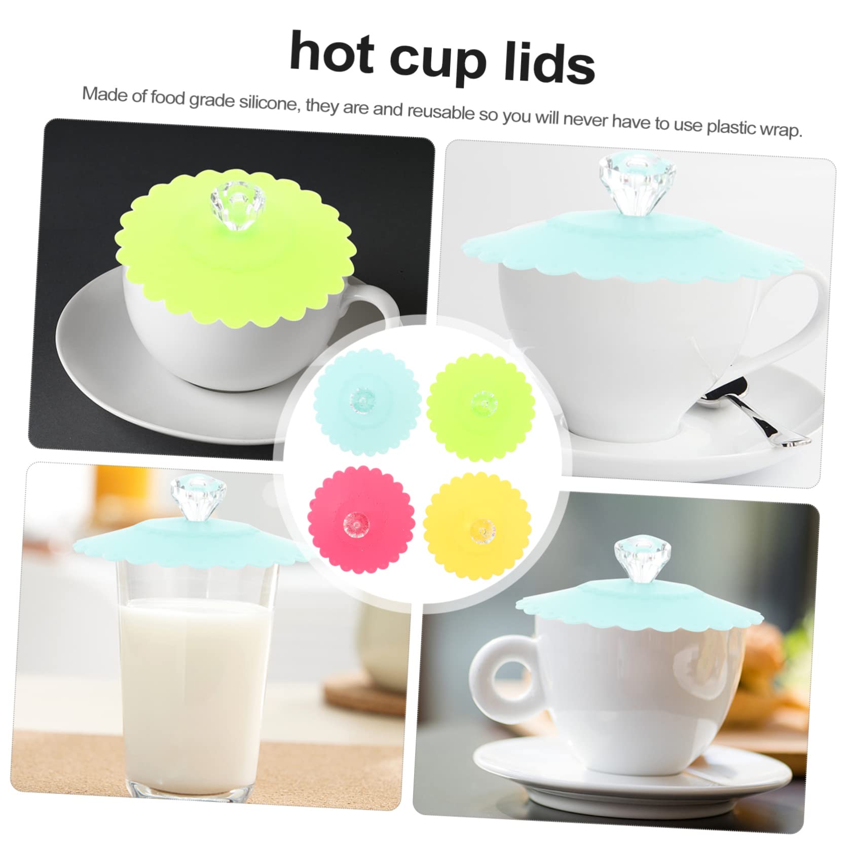 Amosfun 18 Pcs couvercles de gobelets couverture de tasse couvercle d'aspiration de tasse à café jolie tasse pot tasses à café couvercles de tasses chaudes couvercle de tasse en silicone