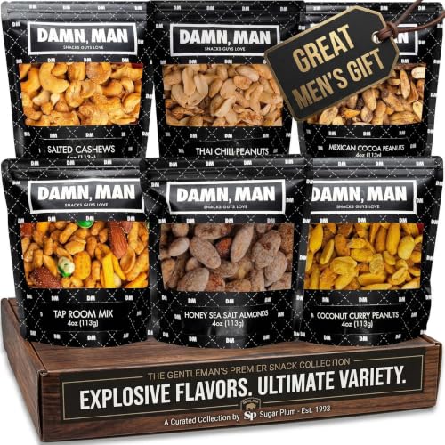 Image of Gift Baskets for Men - Fathers Day Gift, Gourmet Nuts Gift Basket, Birthday Gift for Dad, Husband & Adults, Roasted Snack Box Variety
