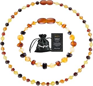 RAW Baltic Amber Necklace and Amber Bracelet - Natural Amber from Baltic Region, Genuine Amber (13in. and 5.5in.)