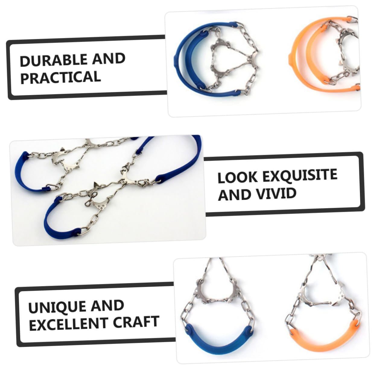 JEWEDECO Ice Hiking Boot Spikes 2 Pairs of Sturdy Anti-Slip Crampons Shoes Chains for Ages