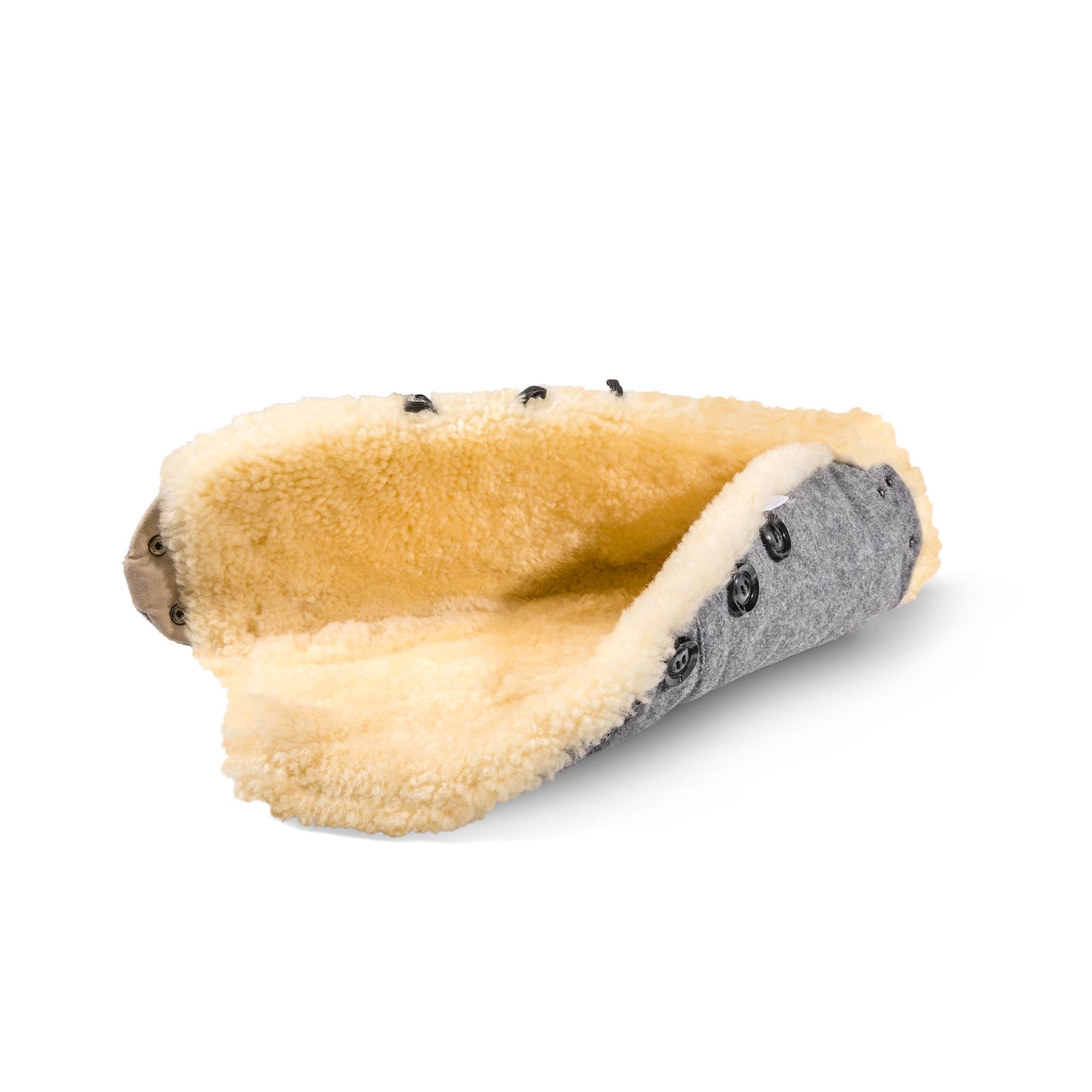 Fellhof® Kinderwagen Handwärmer, 100% Merino-Lammfell, wind- u. wasserabweisend, reflektierende Streifen, OEKO-TEX® zertifiziert, Universalgröße für alle Kinderwagen (schwarz)