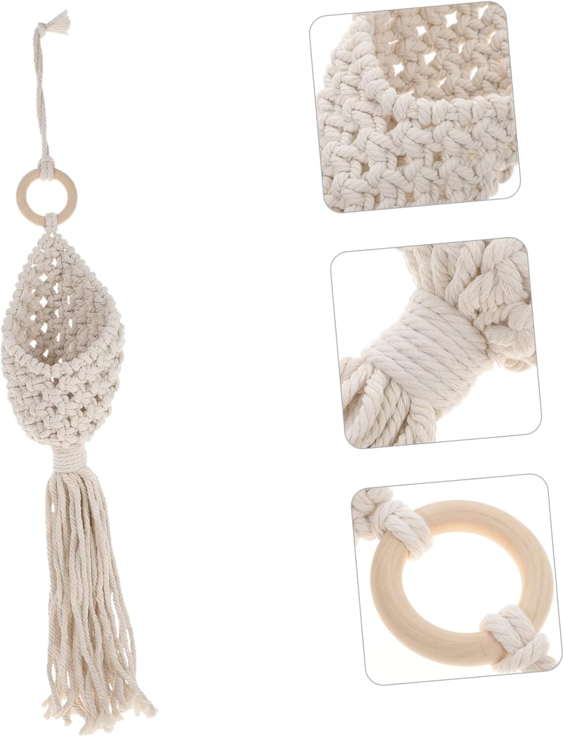 Garneck 4pcs Hanging Woven Fruit Basket Multi-function Water-drop Shaped Hand-made Hanging Basket for Kitchen Decor for Storing Fruits Vegetables and More