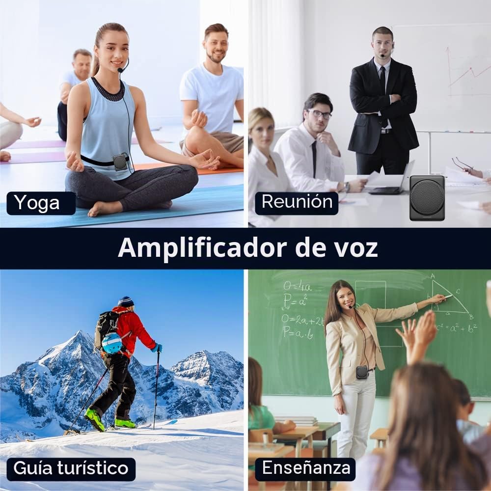 Norwii S368 Super-Mini Amplificador de Voz portátil con micrófono de Diadema y Cintura, Diseño Ligero y Compacto, micrófono Personal para Profesores, guías turísticos, amplificadores de Potencia PA