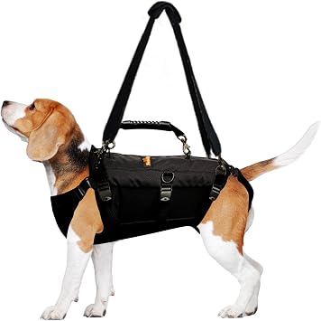 NeoAlly Sturdy Dog Lift Harness Full Body Support & Mobility Aids System - 5-in-1 Lifting Support, Carry Sling, Vest Harness, Back Brace, and Anxiety Vest - Medium Size - Black