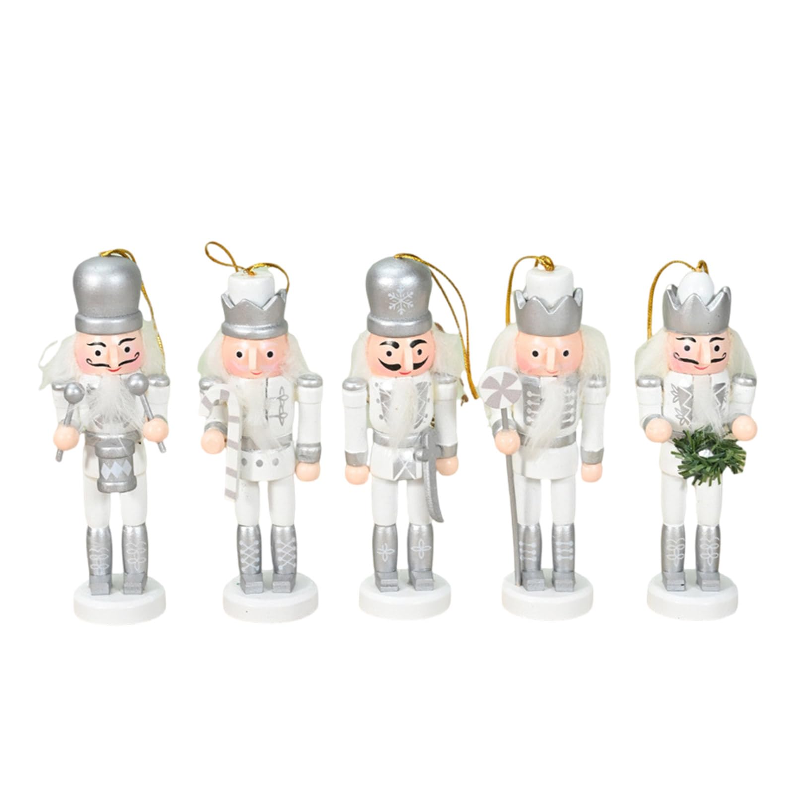 5pcs Miniature Nutcrackers Dolls Ornament Holiday Hanging Charm Wood Pendant Festival Home Embellishments Nutcrackers Ornament