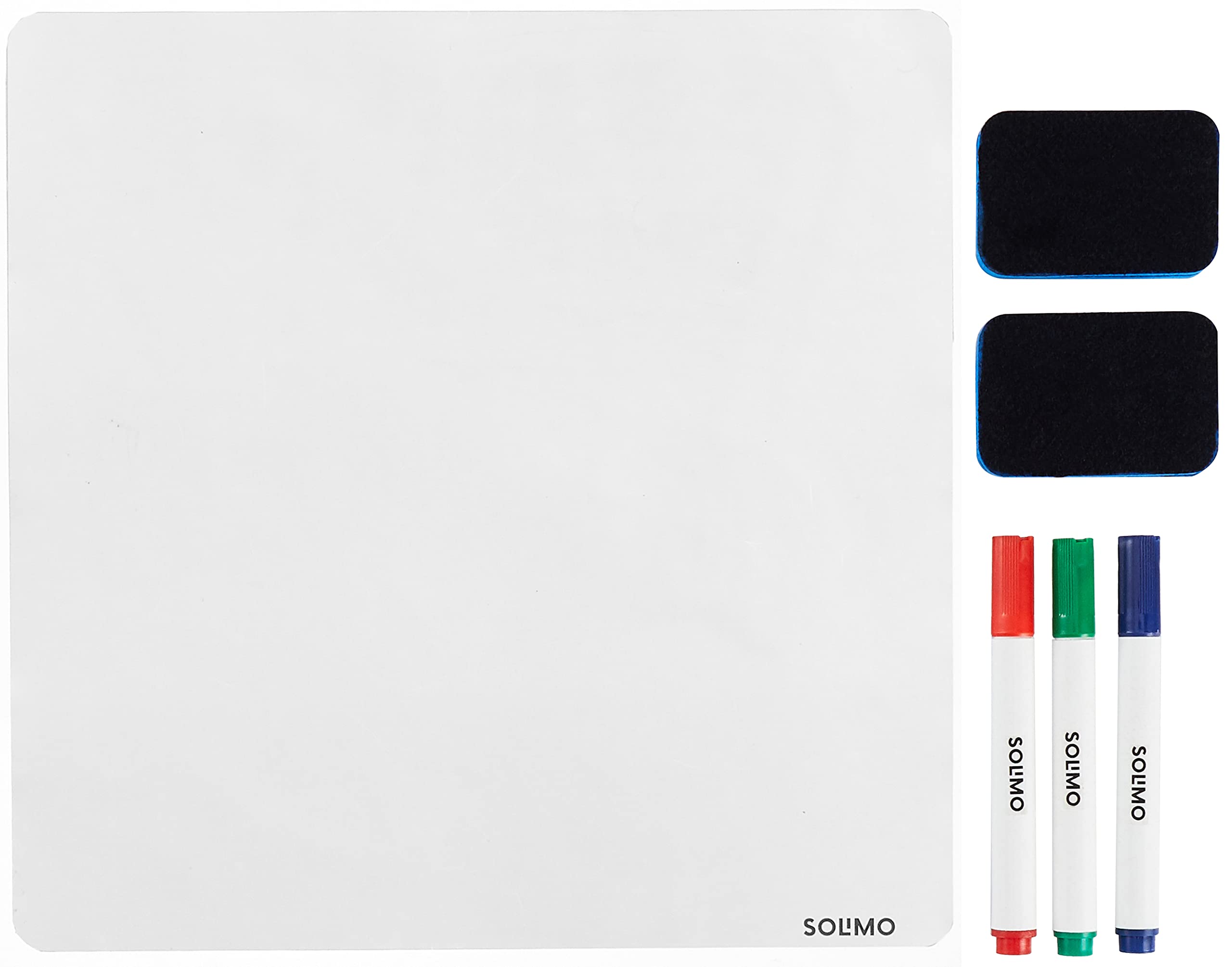 Amazon Brand - Solimo Plain Magnetic Erase Board for Fridge with Markers & Duster [12X12 Inch]