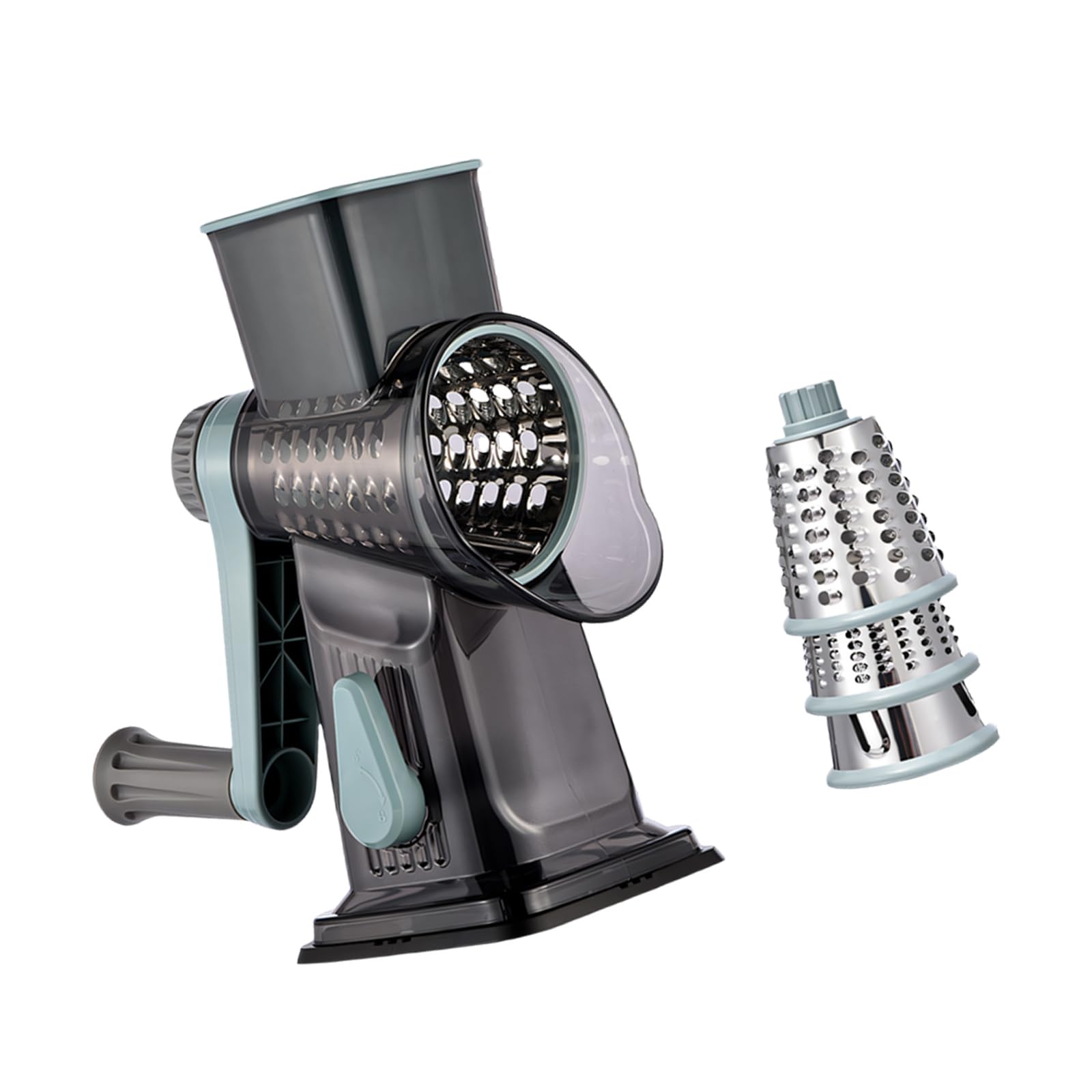 LXJLXD Compact Rotary Grater with 3 Interchangeable Stainless Steel Disks for Efficient Food Preparation Stainless Steel Grater