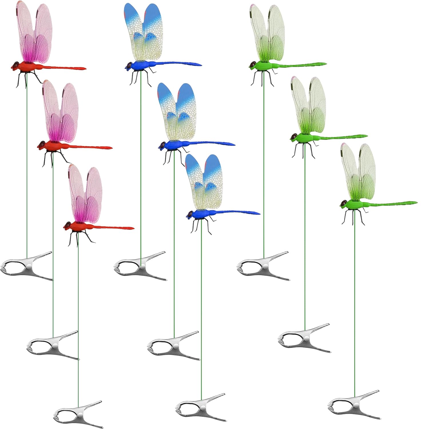 3 Pack Dragonfly Clip,Fake Dragonflies, Humming Bird Stakes Fake, Plastics Dragonfly for Garden Stakes Decor Yard Ornaments for Hat,Deer and Horse,Fly Scare Devices for Indoor Outdoor — view 10