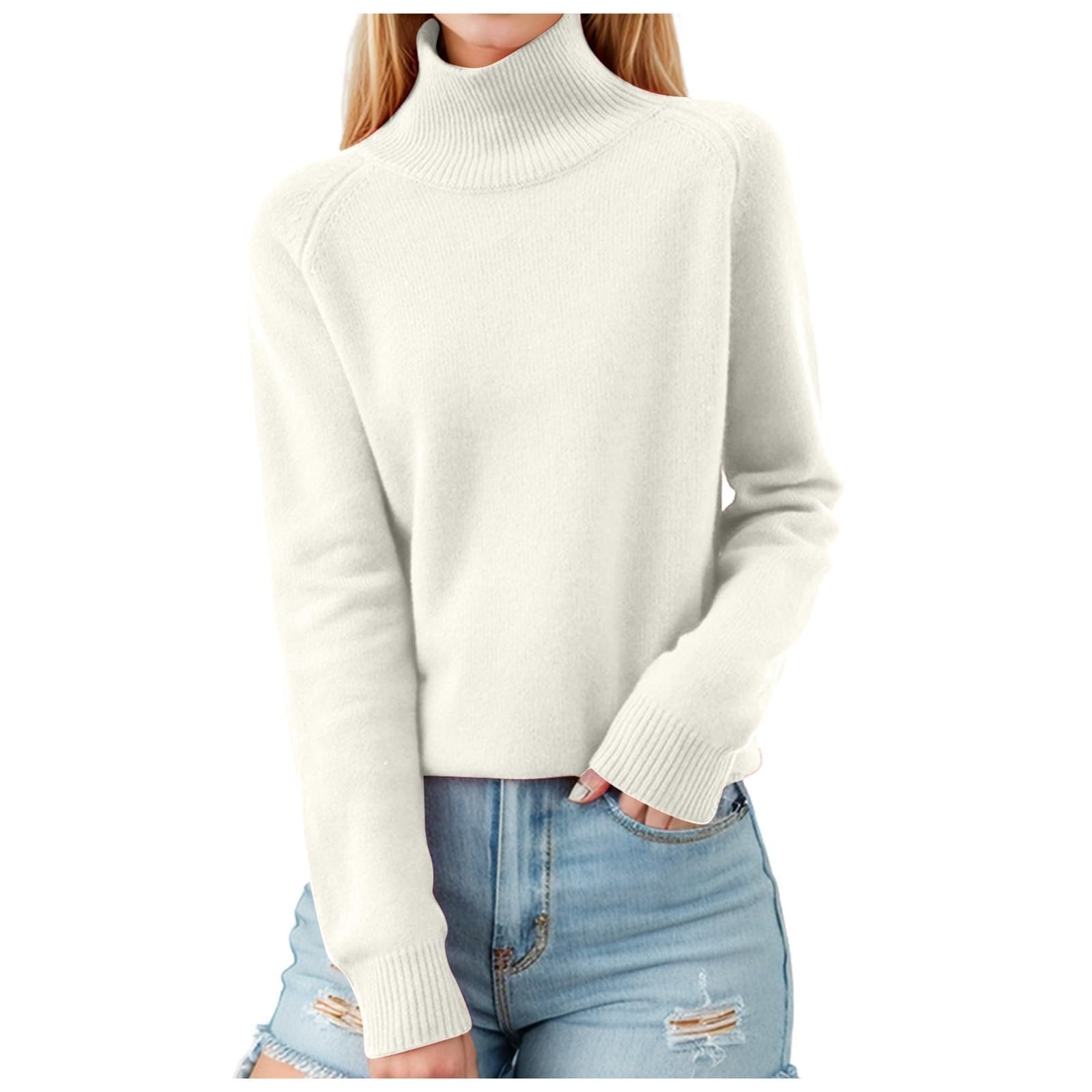 Cashmere Turtleneck Sweater Women Cozy Long Sleeve Mock Neck Tops Lightweight Pullover Sweater Wool Base Layer