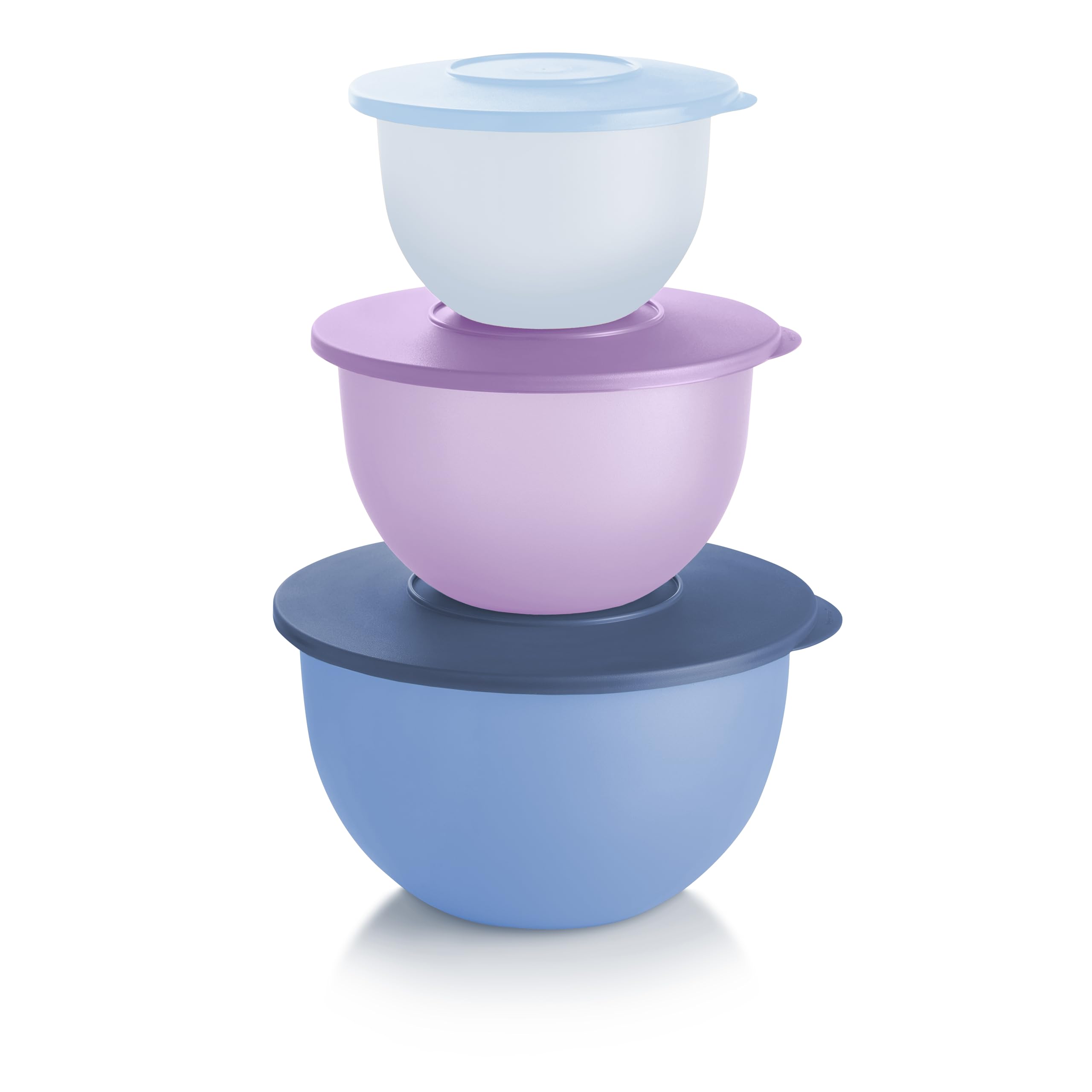 Tupperware Impressions Classic, set di 3 ciotole per alimenti in blu e viola, adatte per lavastoviglie e senza BPA (3 contenitori, 3 coperchi)