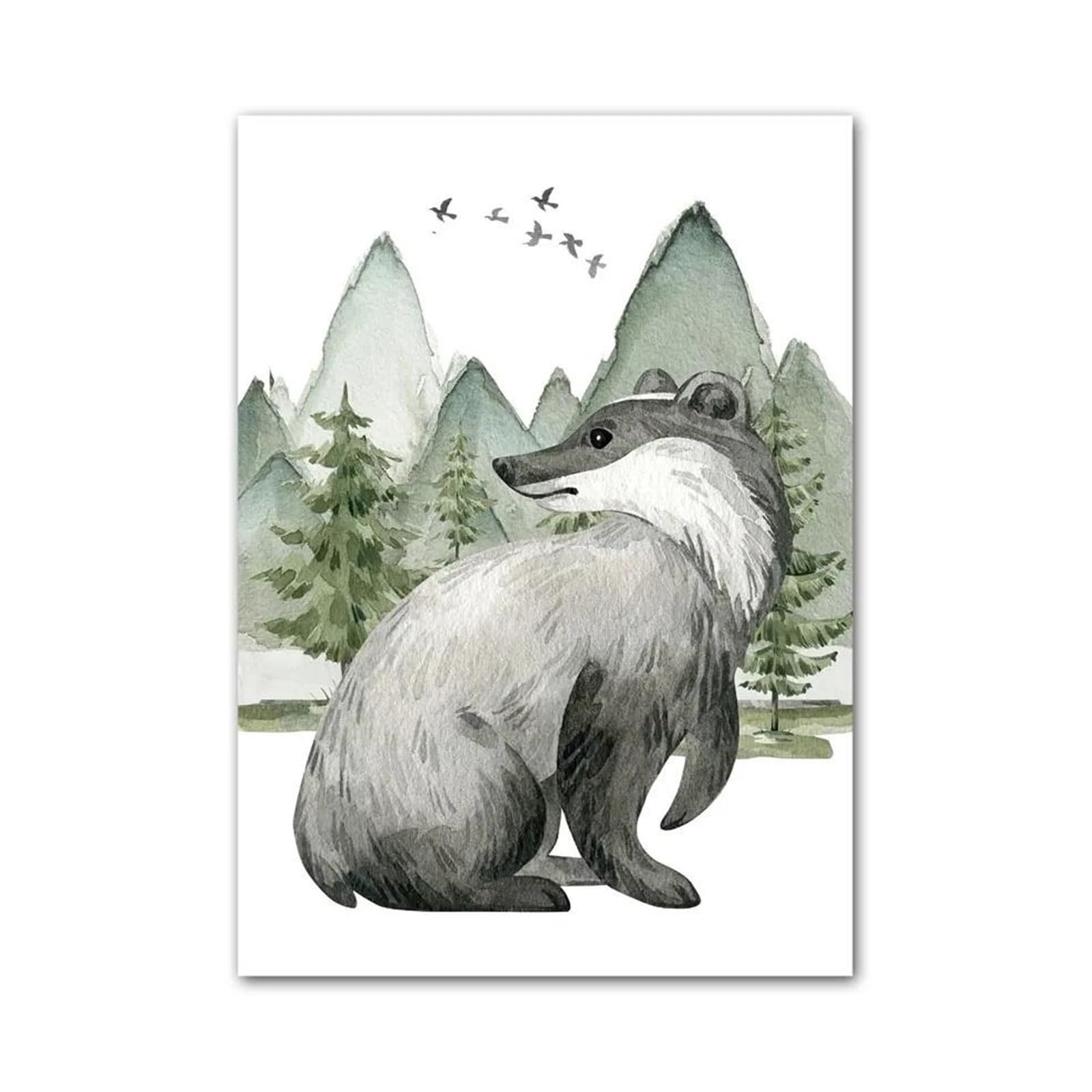 XENITE Wall Art Canvas Prints Bear Fox Rabbit Wolf Deer Raccoon Wall Art Canvas Painting No Frame Jungle Animal Posters Prints Picture Kids Room Decor(F,20x30cm)