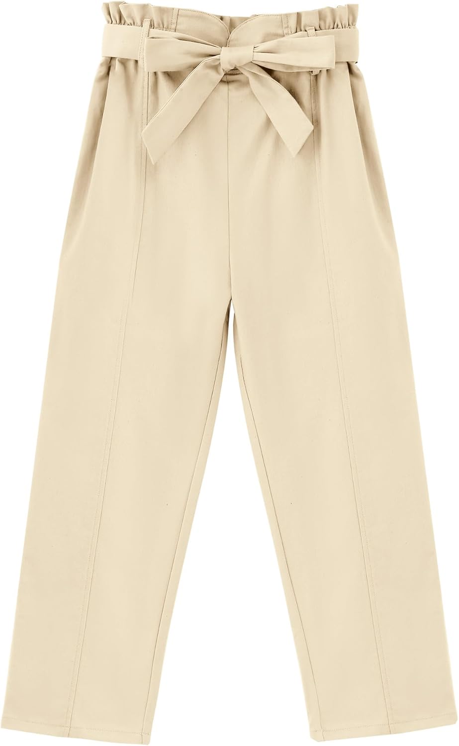 GERU Girls High Waist Belted Paperbag Pants Casual Fit Elastic Tapered Trousers with Pockets 4-12 Years GERU Girls High Waist Belted Paperbag Pants Casual Fit Elastic Tapered Trousers with Pockets 4-12 Years