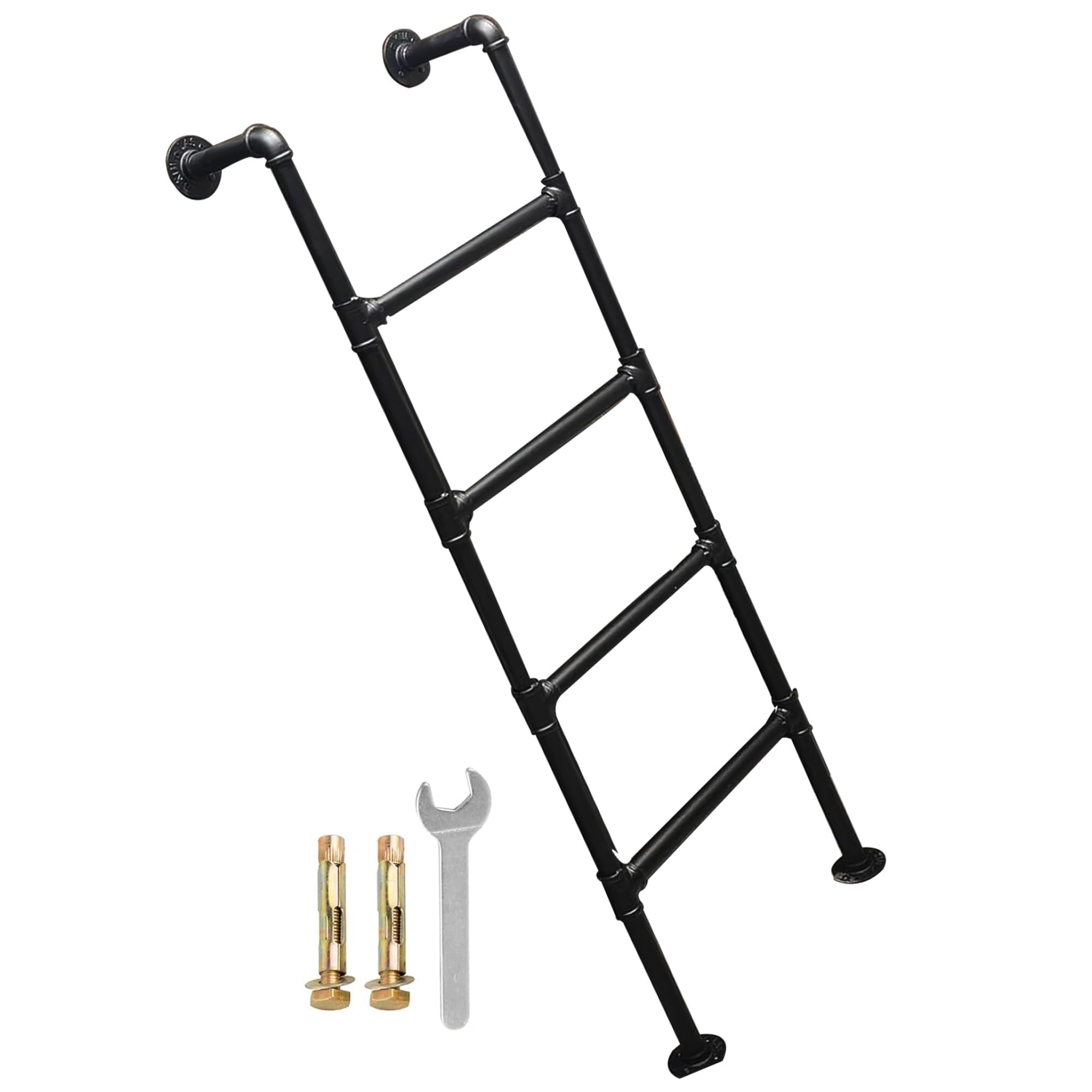Escalera industrial de hierro para litera, diseño robusto de metal para loft
