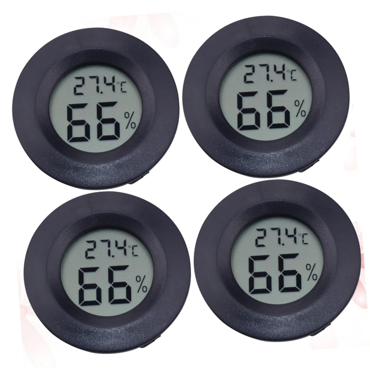 TOYANDONA 3 Series Termómetro Higrómetro Digital Accesorios Para Reptiles Terrario De Reptiles Humedad Vivero Redondo Monitor De Acuario Hogar Interior Black 4 Piezas*3
