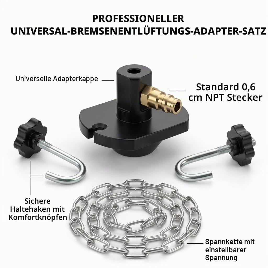 DHA Bremsenentlüftungsgerät 3L Bremsflüssigkeitswechselgerät Auto Bremsenentlüfter Druckluft Set mit 1 Liter Absaugbehälter E20 Adapter und Universal Bremsentlüftungsadapter