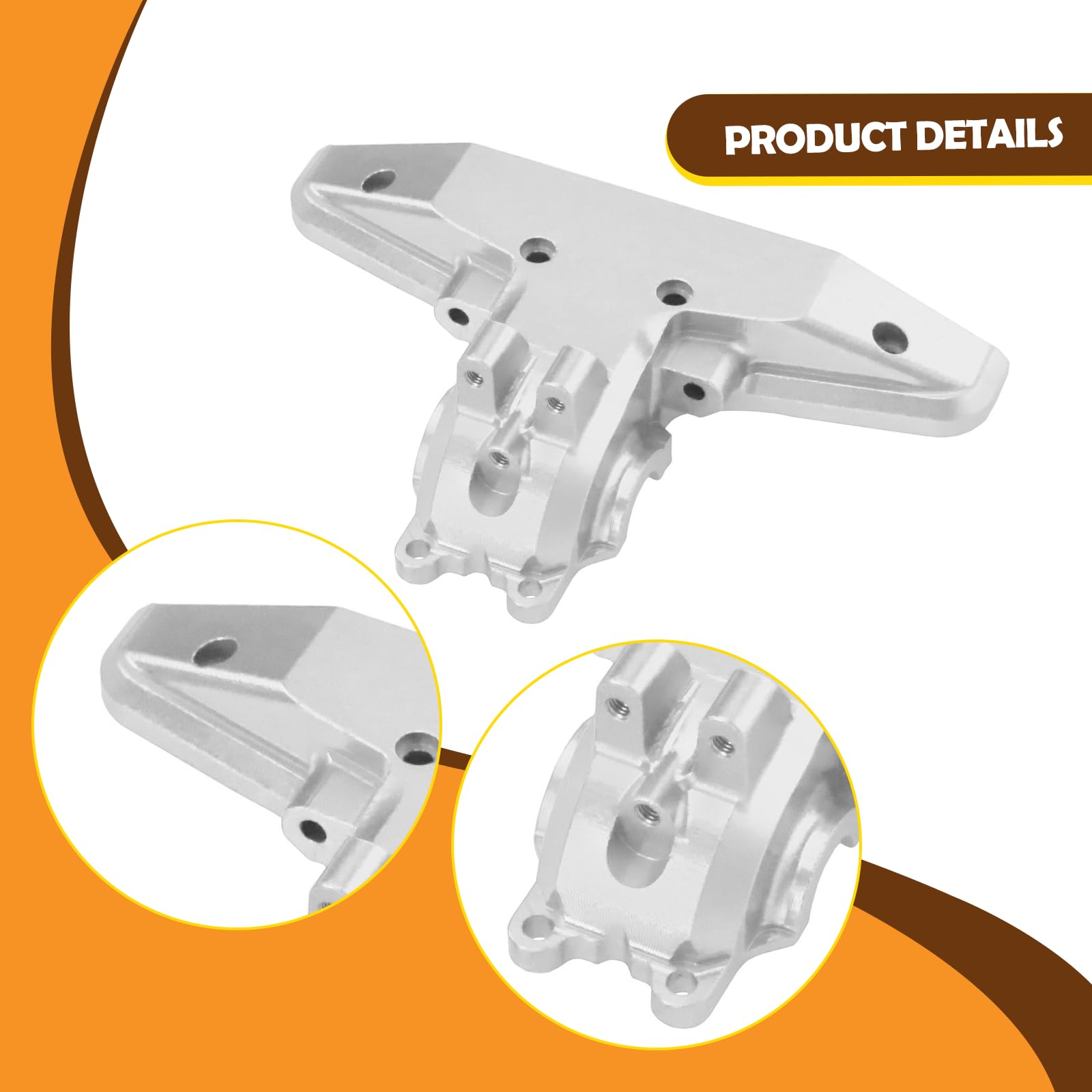 RC Car Copertura Cambio Ingranaggi Rear Pezzo Elemento Sostitutivo Posteriore Compatibile CNC Alluminio Adatta per Auto Radiocomandate, Argenteo