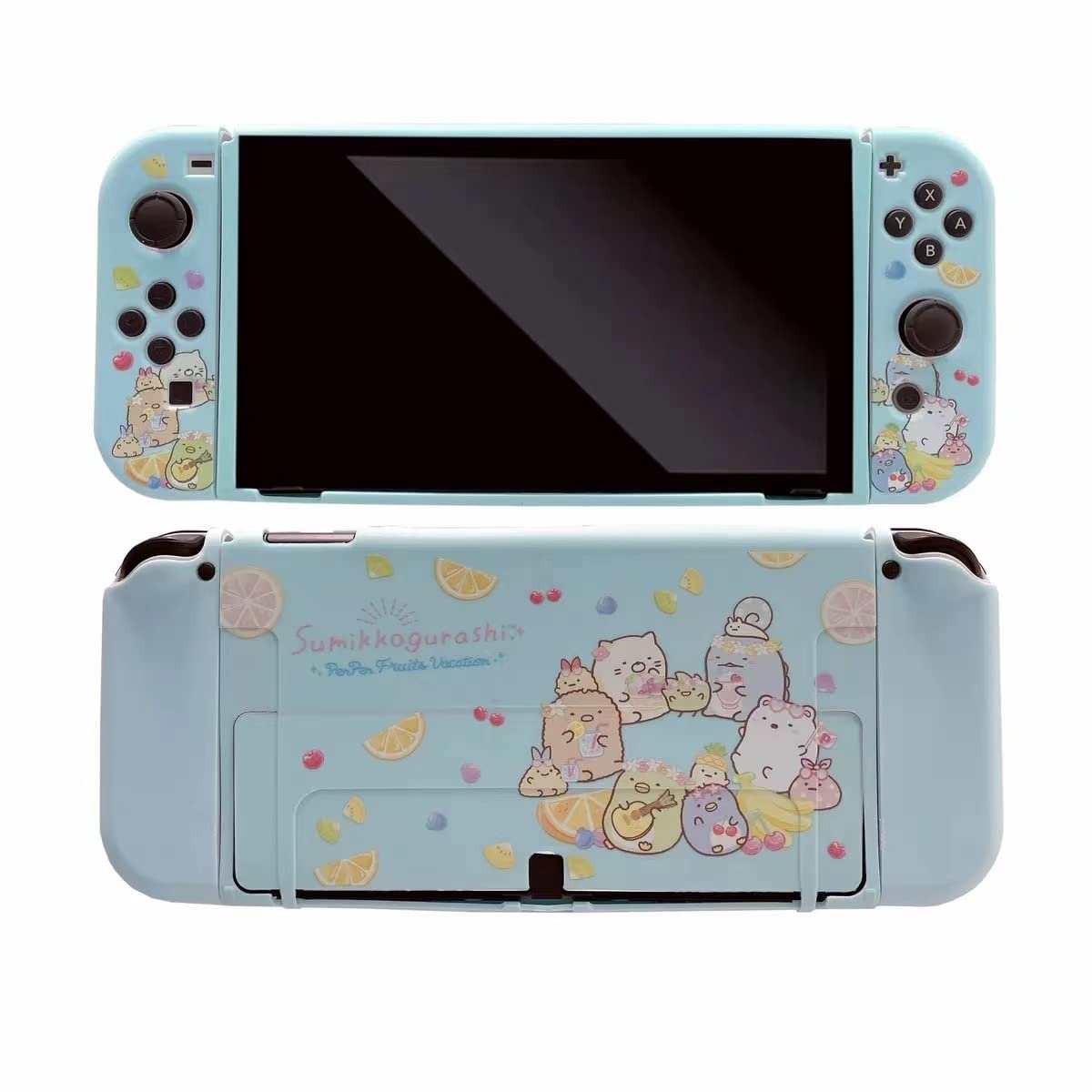 Eamily Cute Corner Creature Case Compatible with Nintendo Switch OLED, Dockable Case Cover, Ergonomic Soft TPU Grip Case for Joycon, Sparkle Skin Set