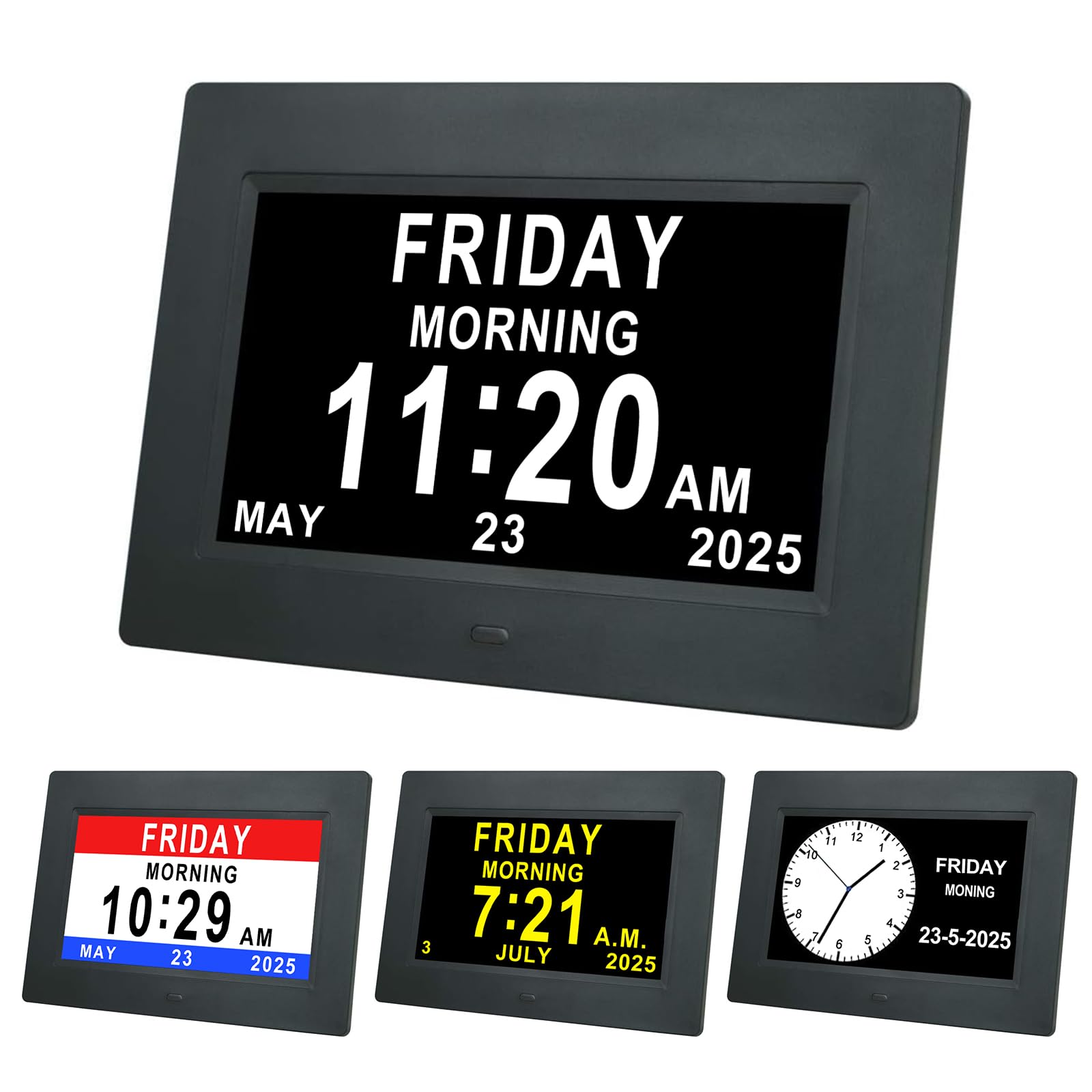 Dementia Clock Digital Day Calendar - 12 Alarm Options,Extra Large Non-Abbreviated Day & Month Memory Loss Clock for Vision Impaired, Elderly, Alzheimer, Good Gifts for People with Dementia