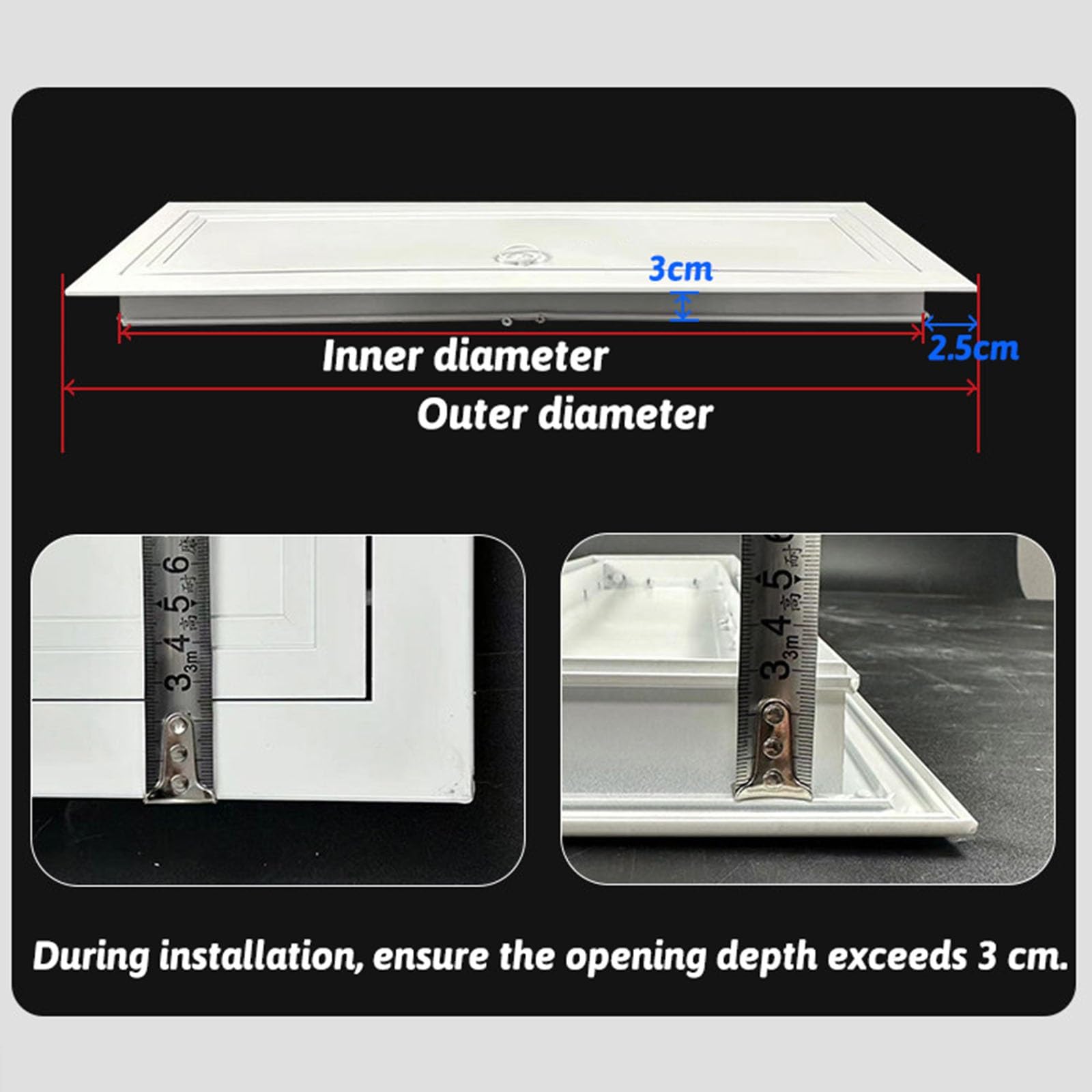 Pannello di accesso per cartongesso, in metallo, per impianti idraulici, impianti idraulici, riscaldamento elettrico, ispezione di riscaldamento, colore bianco, 400 x 700 mm