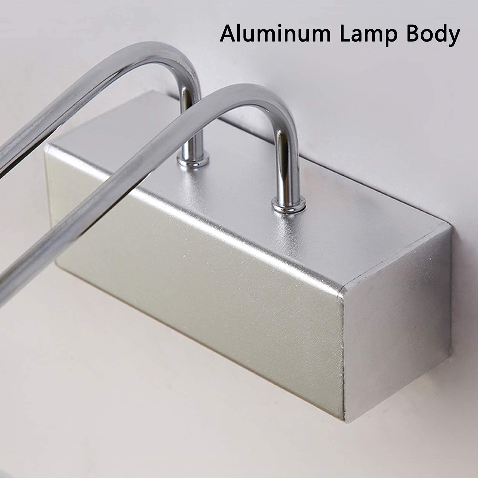 Oświetlenie lustra łazienkowego, srebrne przednie światło LED z obrotową głowicą lampy, 3 temperatury barwowe, nowoczesne oświetlenie szafki lustrzanej IP44 aluminiowa lampa ścienna do toalety