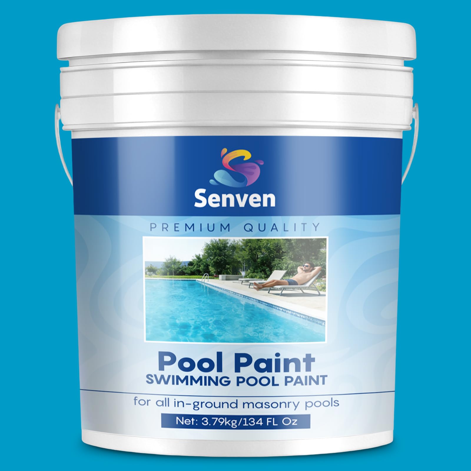Photo 1 of Pool Paint 1 Gallon Bikini Blue Swimming Pool Paint Acrylic Pool Paint Pool Coating for Swimming Pools, Concrete, Cement, Rough Plaster, Gunite, Sandblasted Pools,Excellent Stain,Abrasion,Resistance