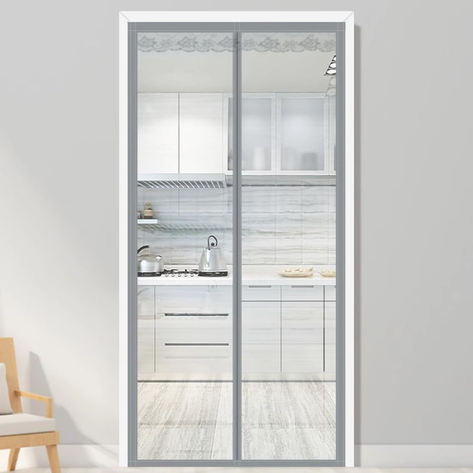 Cortina Puerta Aislante Termica Frio y Calor,EVA Transparente Cortina Puerta Magnética,Impermeable,Viento,Cierre Automático,para Puertas de Salón Balcón Corredor,Ancho x Alto (95cm x 240cm)