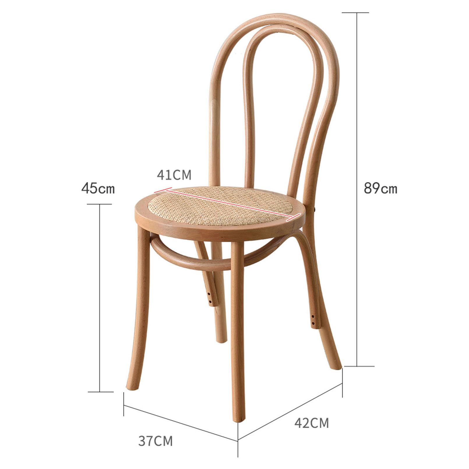 Nowoczesne krzesło do jadalni z połowy wieku - zakrzywione tapicerowane oparcie, lite drewno i rattanowy design do salonu, kuchni, sypialni, biura, hoteli, sklepu - stylowe i wygodne