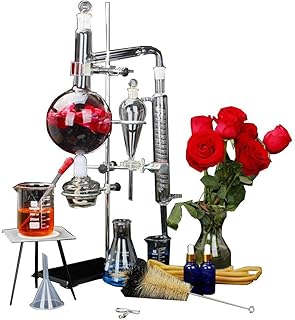 New 24pcs 1000ML Lab Essential Oil Extraction Distillation Apparatus Water Distiller Purifier Glassware Kits Hydrosol, Moonshine, Alcohol Distiller