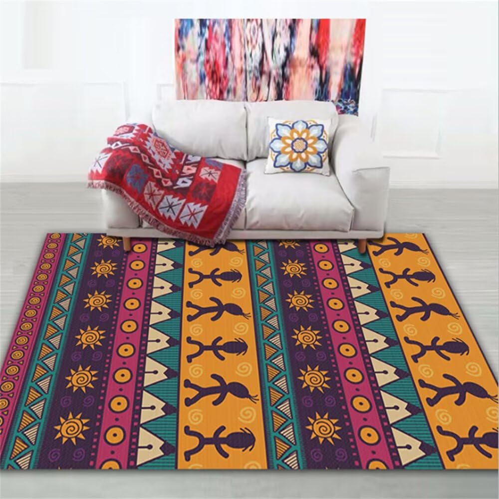 Tapis de chambre 300x400 cm violet jaune bleu pour grand salon
