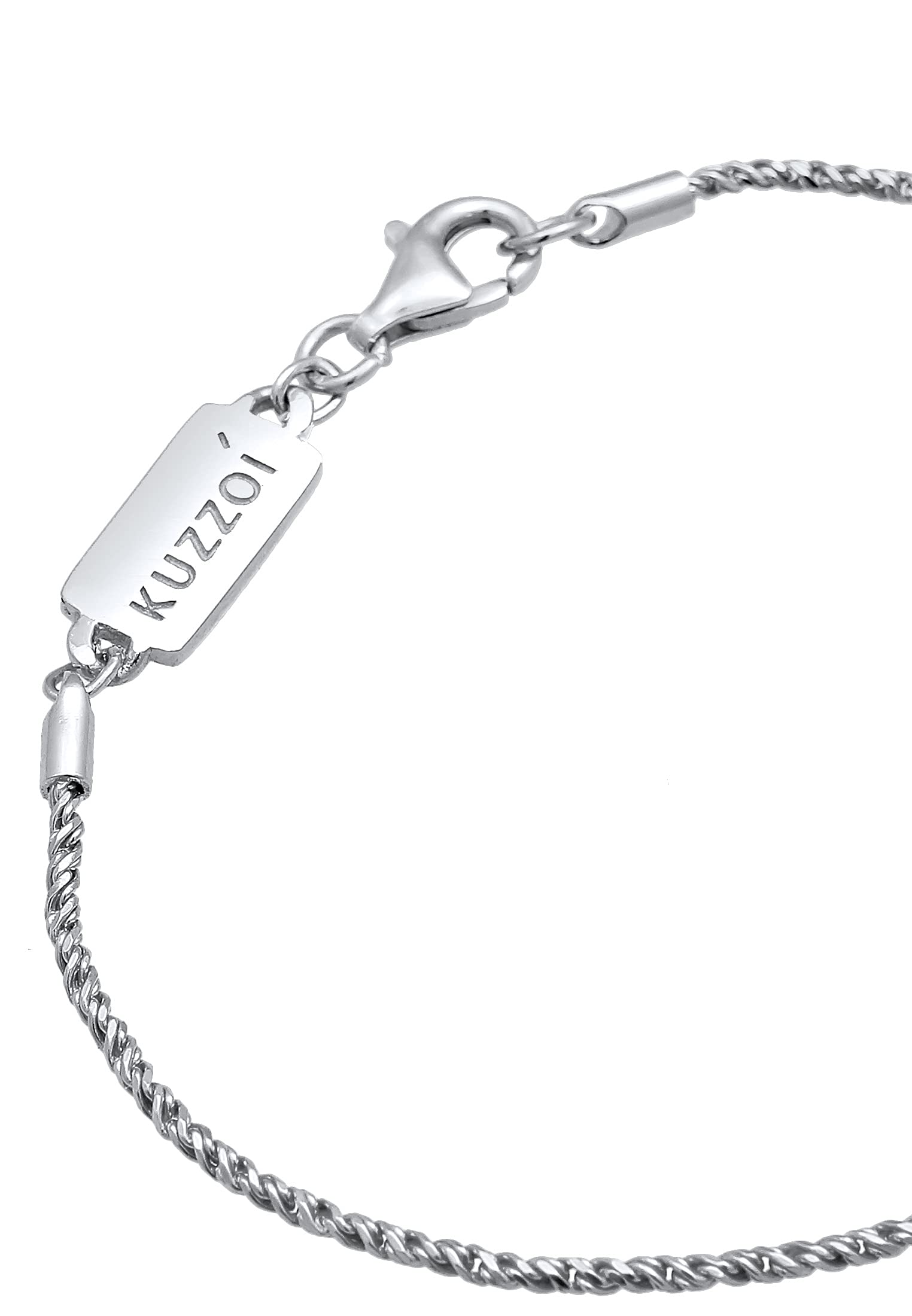 KUZZOI Pulsera de plata de Buda para hombre, pulsera de cordón hecha a mano (2 mm) de auténtica plata de ley maciza 925, pulsera torcida para hombre con cierre de langosta, 0208551021, 19 centímetros