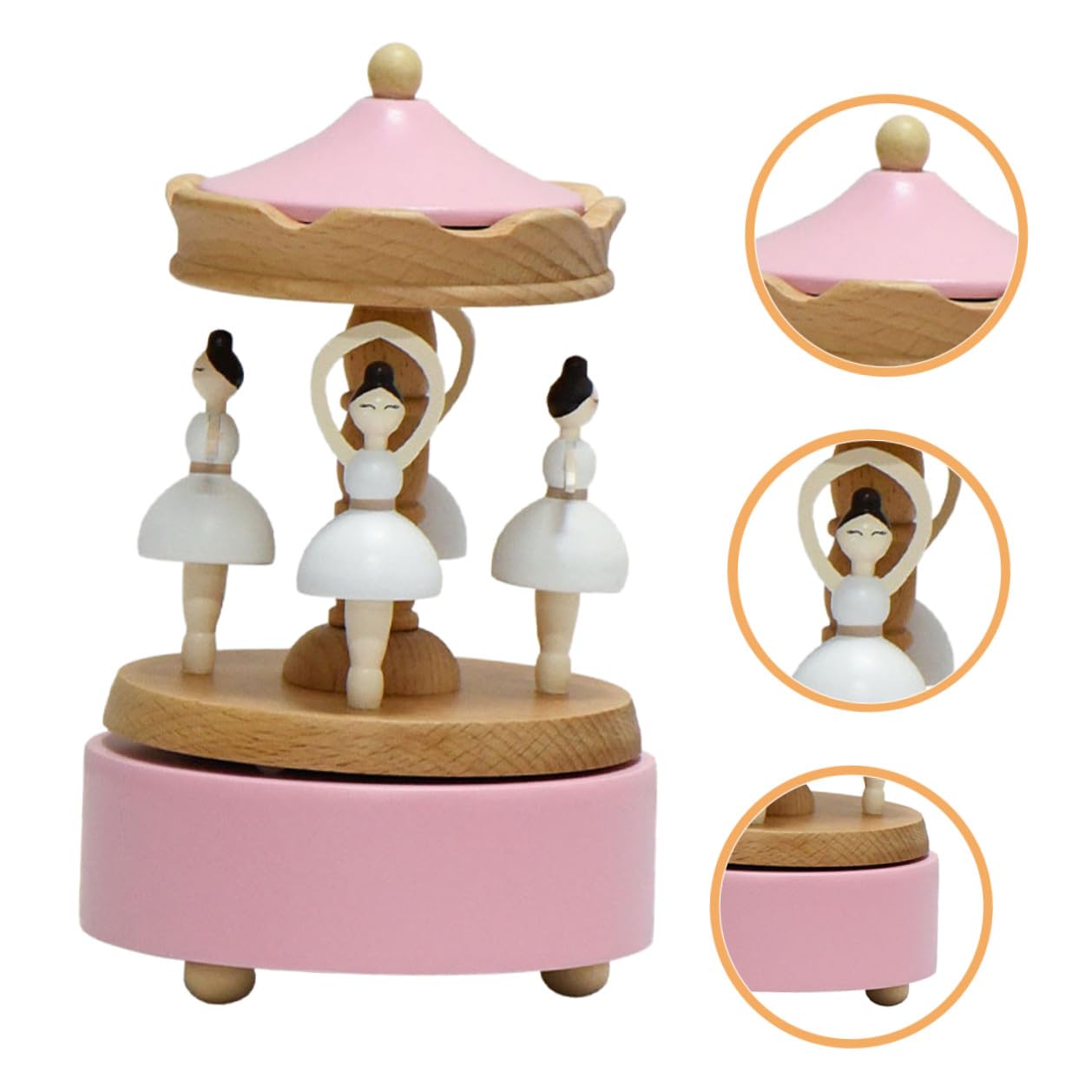 Caja de Música de Ballet de Madera Caja Giratoria de Bailarina para Escritorios Diseño de Ballet para Niñas