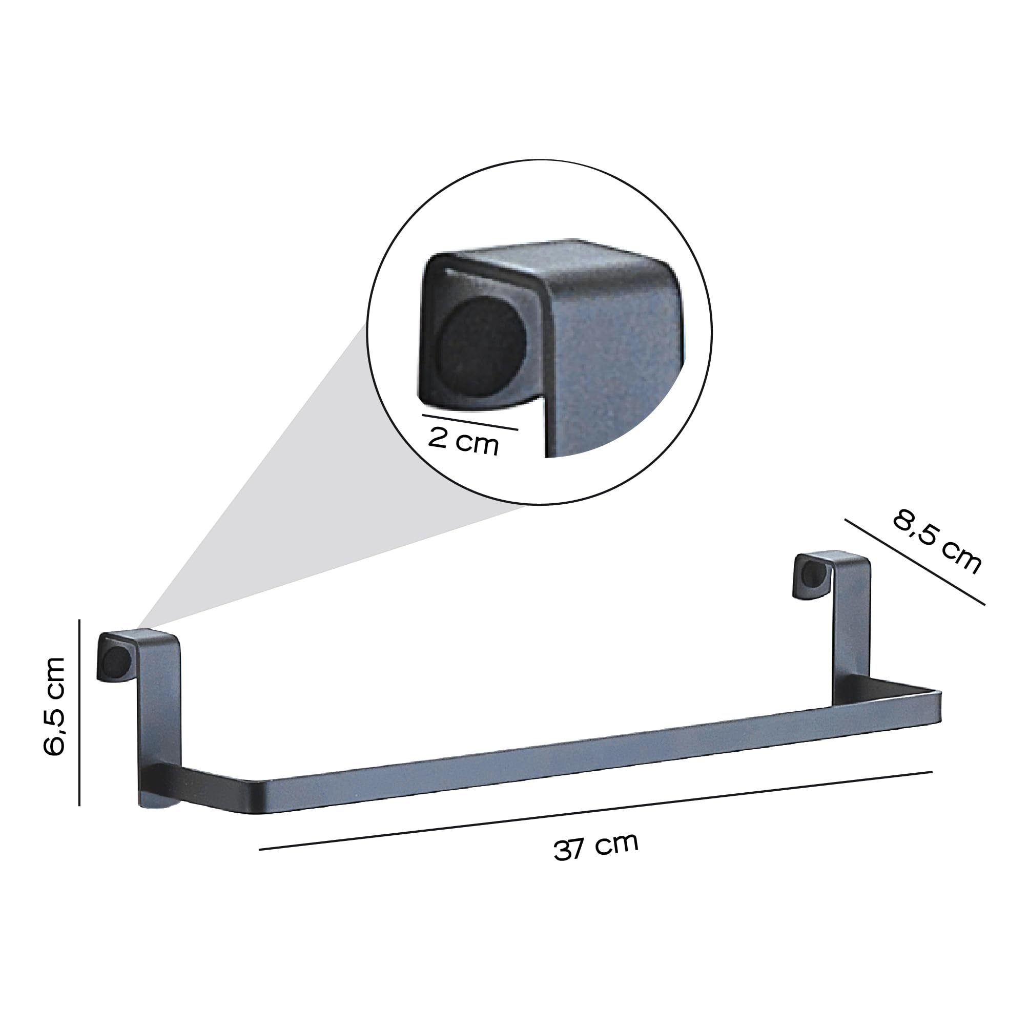 Gun Metal Hanging Towel Rack, Gunmetal, 37x8,5x6,5 cm - Image 3
