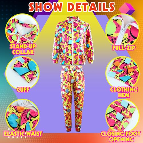 Image of Arssm Retro 80s 90s Outfit Sets for Men Vintage Jacket and Joggers Sweatpants 80s Tracksuit Streetwear