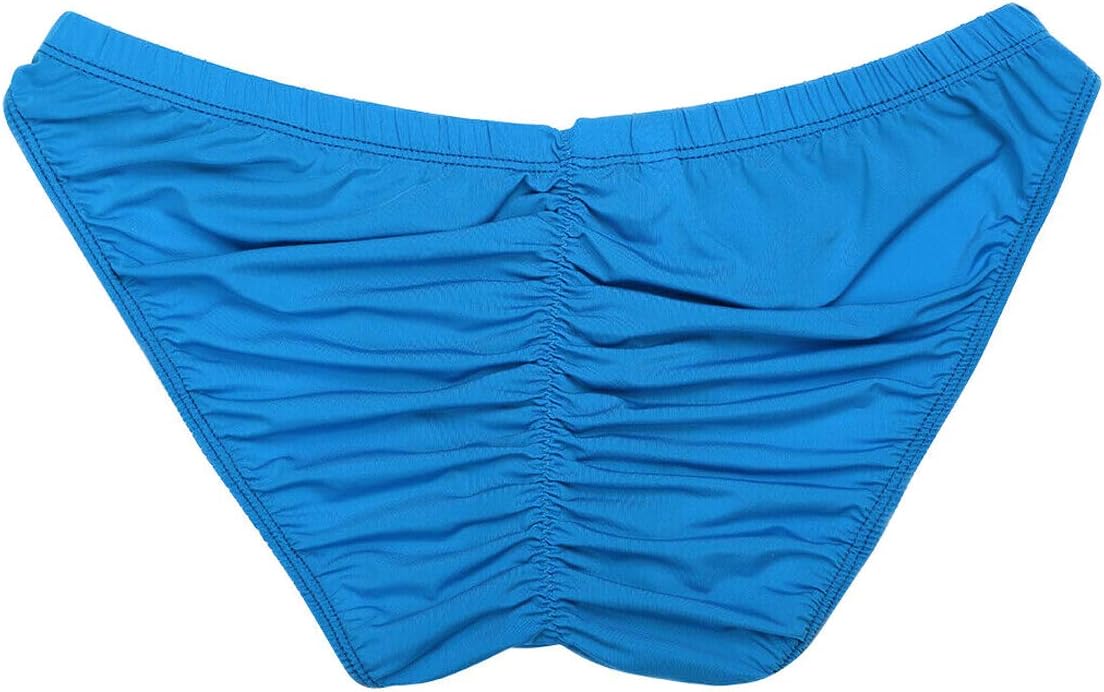 Men's Sexy Ruched Back Silky Briefs Breathable Soft Low Rise Underwear with Roomy Pouch