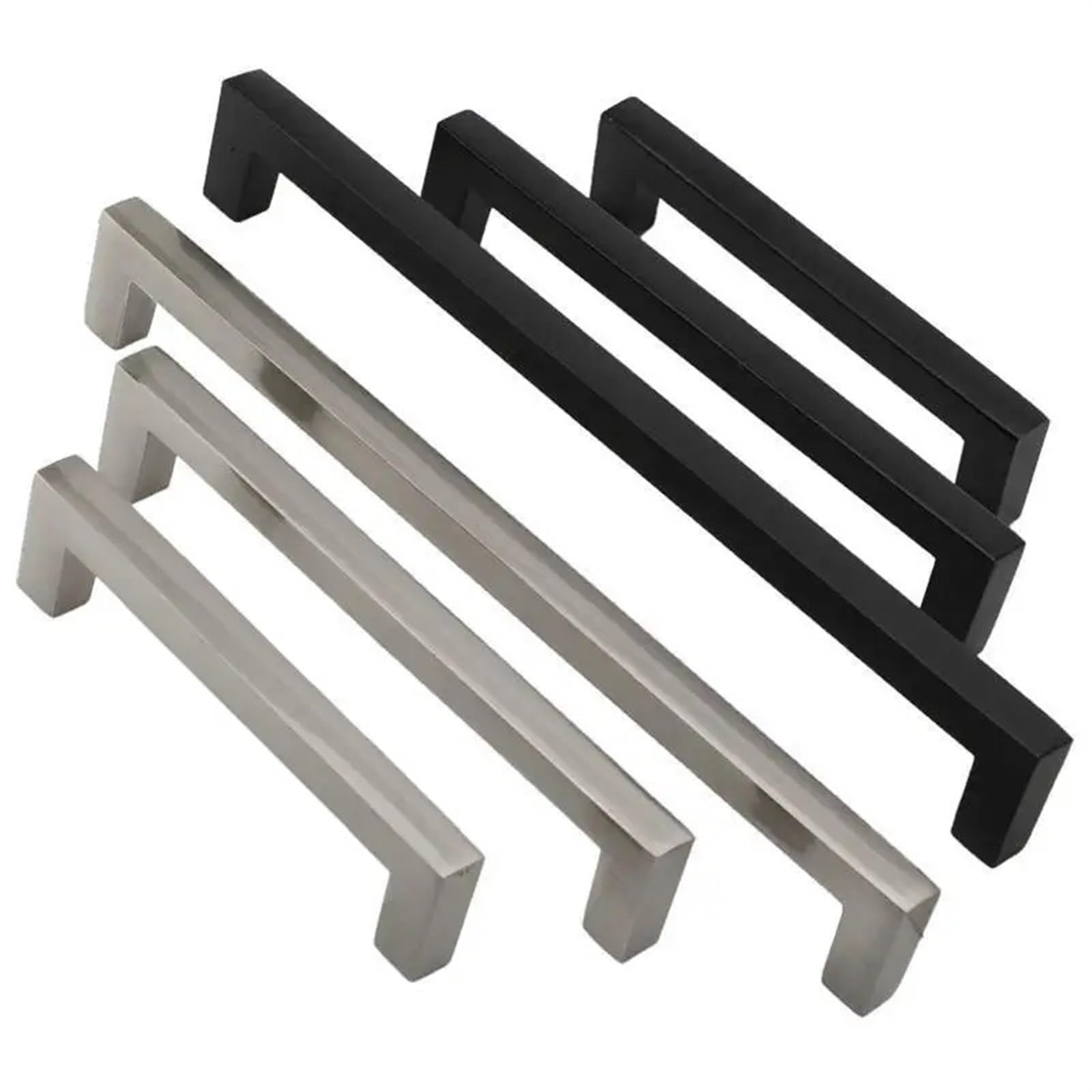 Poignées d'armoire noires et argent brossé 160mm en aluminium pour cuisine