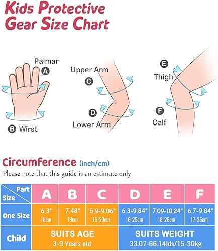 Miniatura 5 de EASTINEAR Juego de equipo de protección para niños 6 en 1 para niños y niñas de 3 a 9 años, rodilleras para niños, coderas, muñequeras, almohadillas