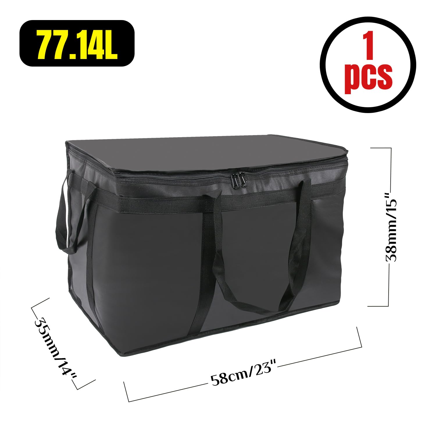 1 sac isotherme pliable - 58 x 38 x 35 cm - Rouge - Pour pizza - Pour aliments chauds et froids