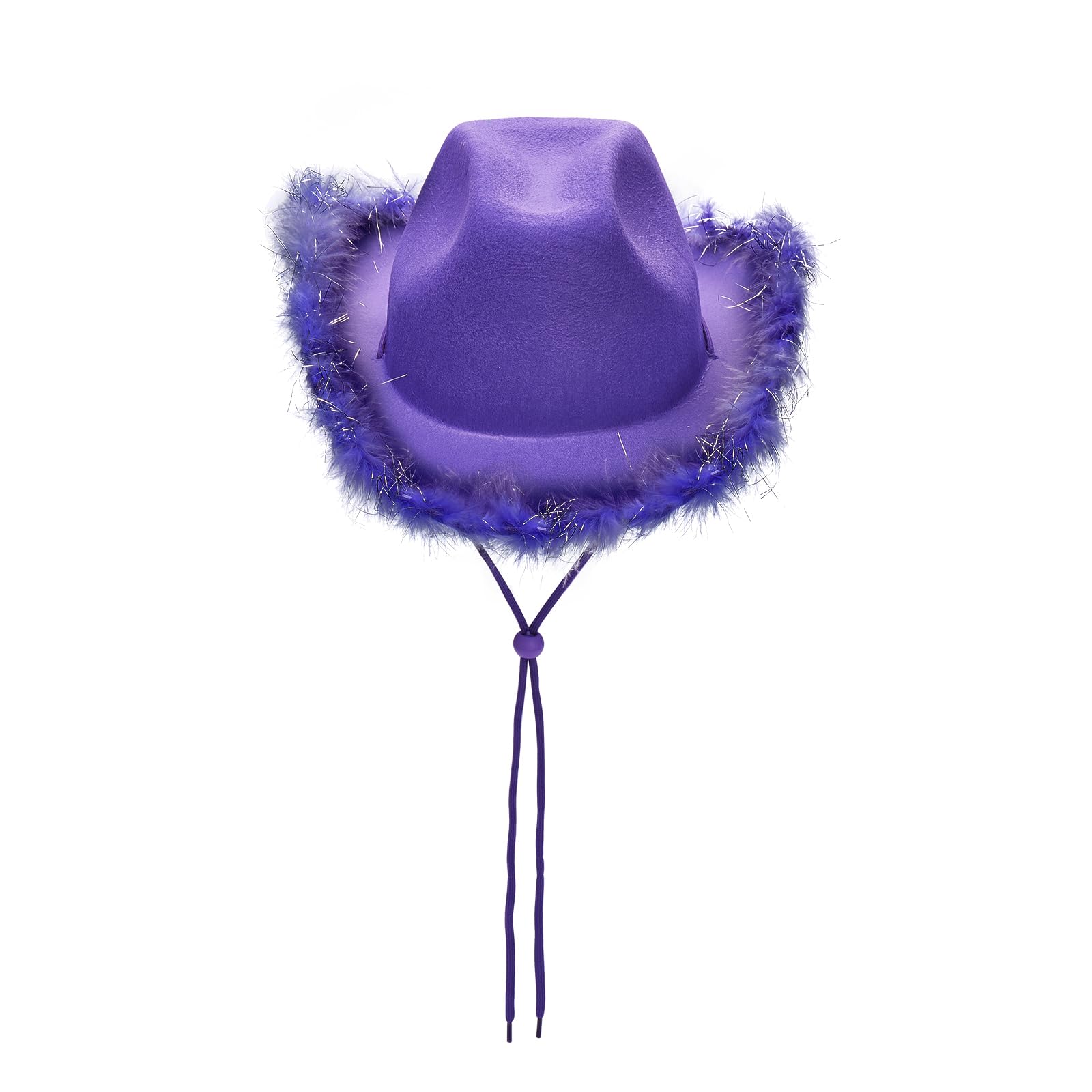 Sombreros de vaquero iluminados para mujer, con ala de plumas esponjosas, sombrero de vaquera LED para despedida de soltera, fiesta de disfraces, disfraces de juego