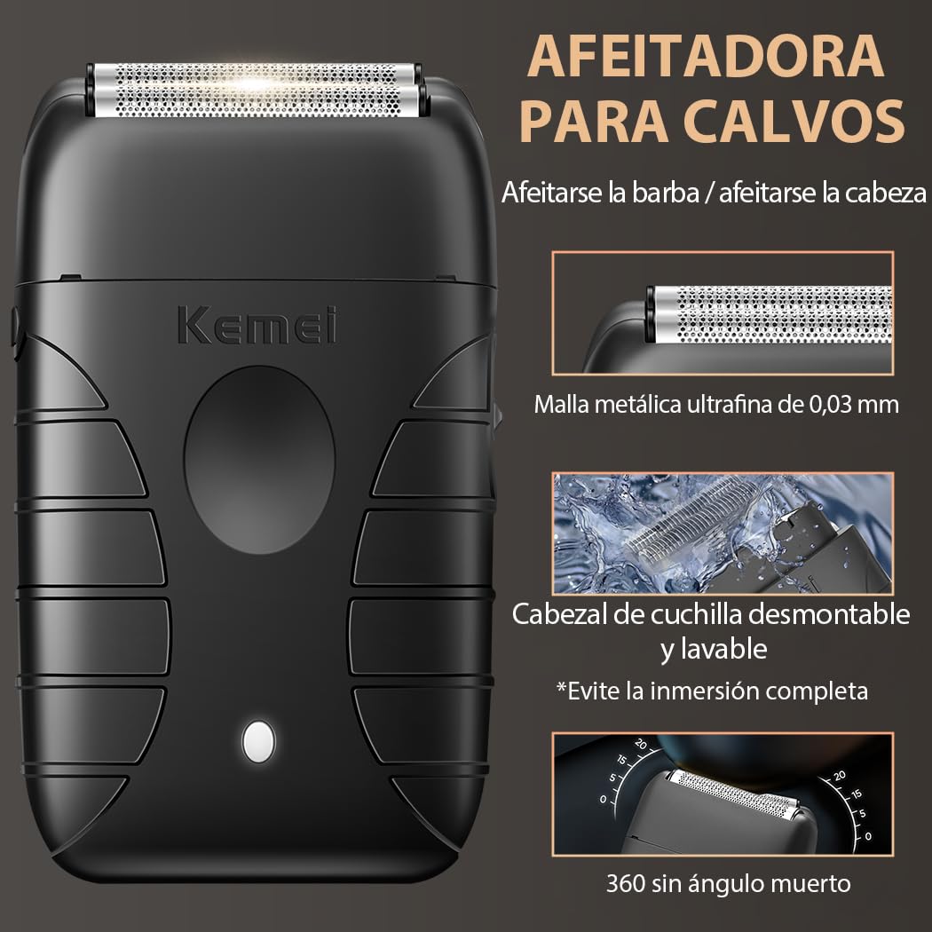 KEMEI Maquina de Cortar Pelo Hombre,Trimmer Profesional con Pantalla Digital & Máquina de Afeitar Eléctrica, Kit Peluqueria Hombre con 8000RPM motor, Carga Dual USB/Base(Naranja)