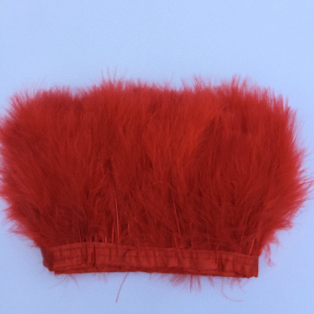 Shekyeon 2yards Marabou Turkey Feather Trim for Costume Decoration(Red)