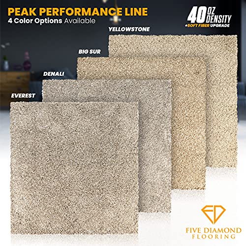 Peak Performance Peel And Stick Carpet Tiles, Attached Cushion, Easy Diy Install, Soft Carpet, American Made, Seamless Appearance, Plush, Great For Area Rug (10 Tiles - 22.5 Square Feet, Everest) #TOP1