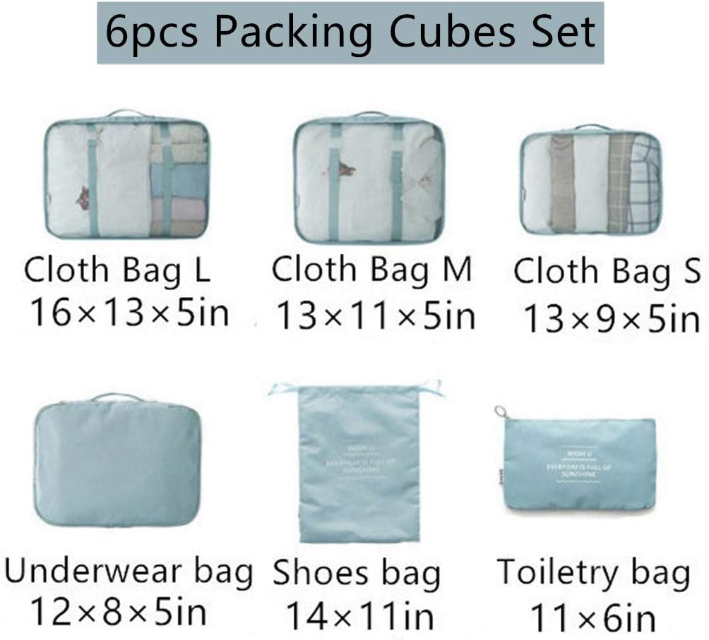 Luggage Packing Organizers Packing Cubes Set for Travel (blue) image 3
