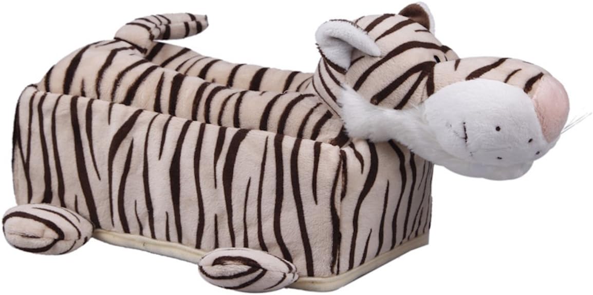 Cartoon Animal Design Tiger Plush Napkin Tissue Box Case Holder Cover (Long Head)