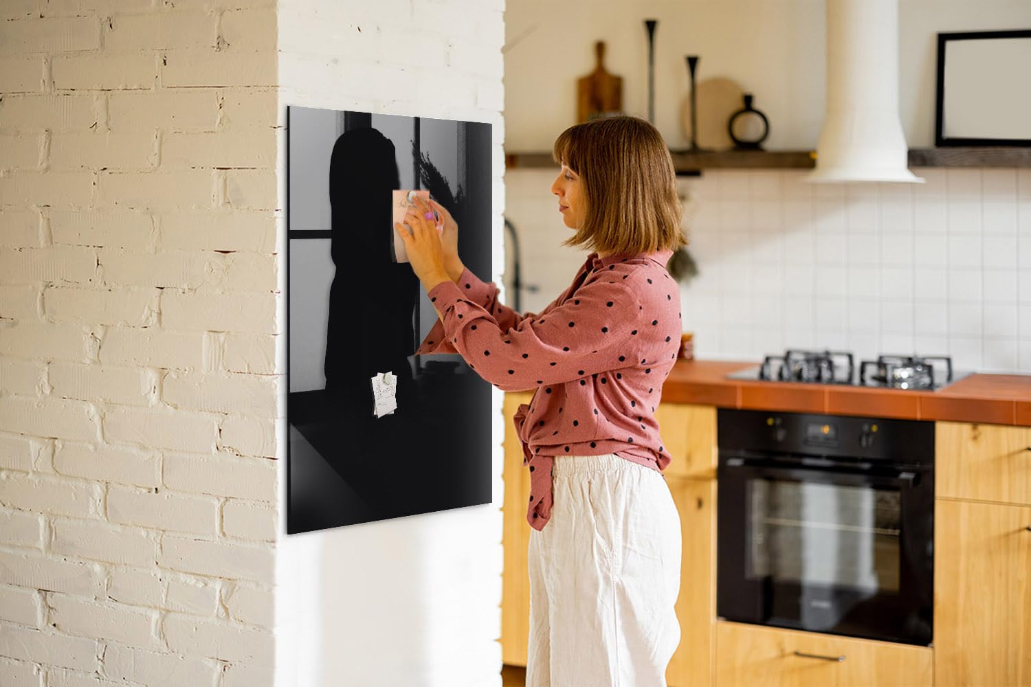 Elegantes magnetisches Glas-Whiteboard | Neodym-Magnete, Marker & Schwamm inklusive | Ultraglatte Oberfläche | Perfekt für Struktur & Überblick - 70x100 - Schwarze Farbe