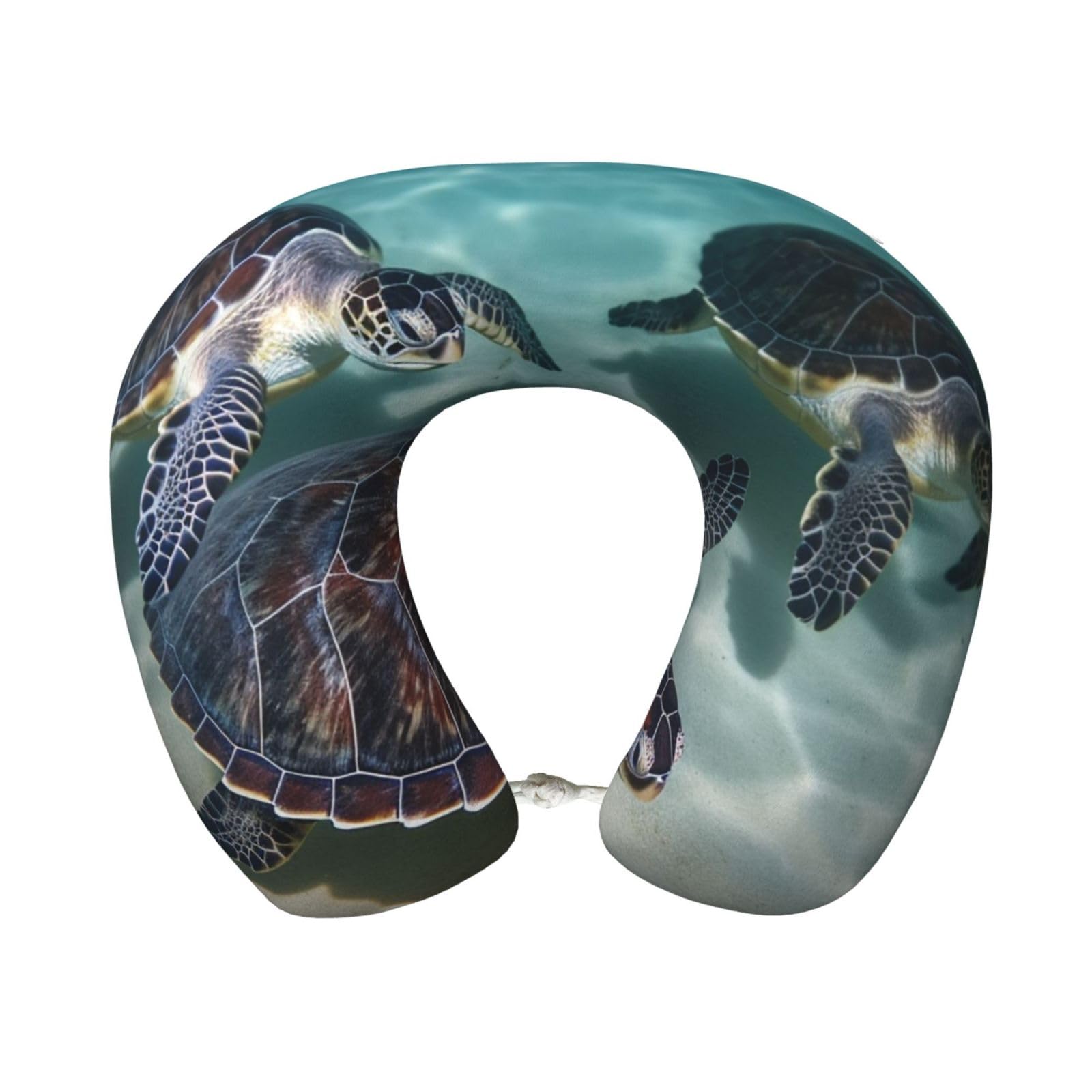 peiyeety Sea Turtles Travel Pillow Memory Foam - Comfortable U Shape Neck Pillows for Sleeping, Neck and Head Support Portable Airplane Pillow Adjustable Flight Pillow, Washable Cover