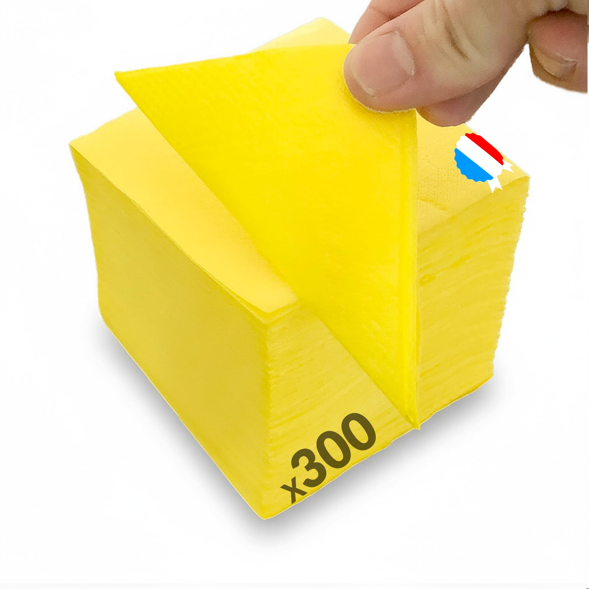 300 Mini-serviettes cocktail en papier - Jaune 20 X 20 m - Fabriquée en France - Douces et Absorbantes - Double épaisseur - Anniversaire - Pique-nique - Mariage - Essuie-tout - Table'Colors