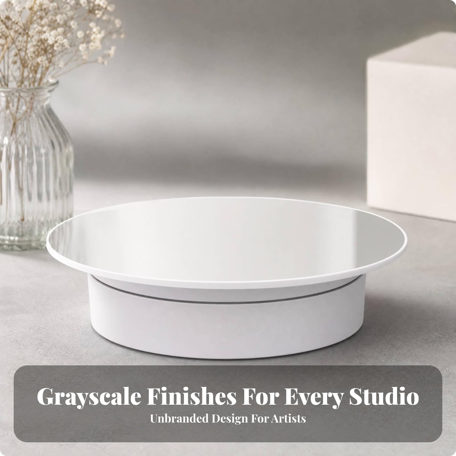 Base Girevole Elettrica Silenzioso, Bianco A Specchio Da 20 Cm