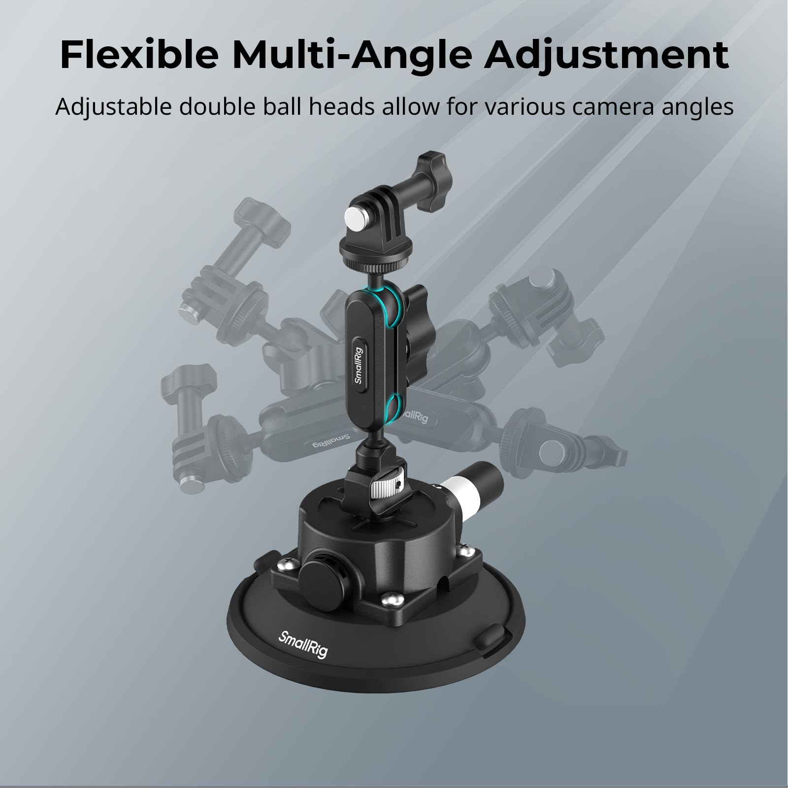 SMALLRIG 4,5" Suction Cup Mount mit Kugelkopf-Zauberarm, Halterung für Action-Kameras für DJI Osmo Action 6/5/4, für Insta360 x5, für Gopro 13, Tragfähigkeit 1.5 kg, an Autoscheibe oder Fenster - 5855