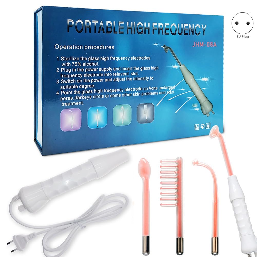 4 en 1 Dispositivo de Belleza de Electroterapia Portátil de Alta Frecuencia Quitamanchas Cuidado de la Piel Spa Derma 4 Violeta Enchufe de la UE